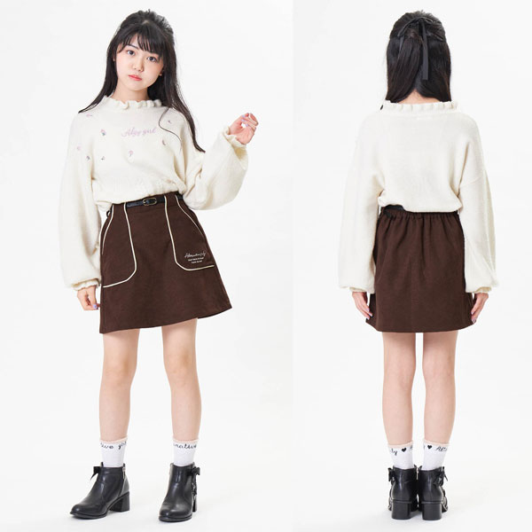2021秋冬【ALGY/アルジー】ナナメジップスカート≪130cm140cm150cm160cm≫FOエフオーキッズ子供服キッズ女の子女児子どもジュニア通学小学生中学生スカート