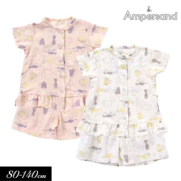 50％OFF 2022夏ねこねこねこ柄 前あきパジャマ≪80cm 90cm 100cm 110cm 120cm 130cm 140cm≫子供服  上下セット キッズ 女の子 女児 子ども 新作 40％OFFの激安セール