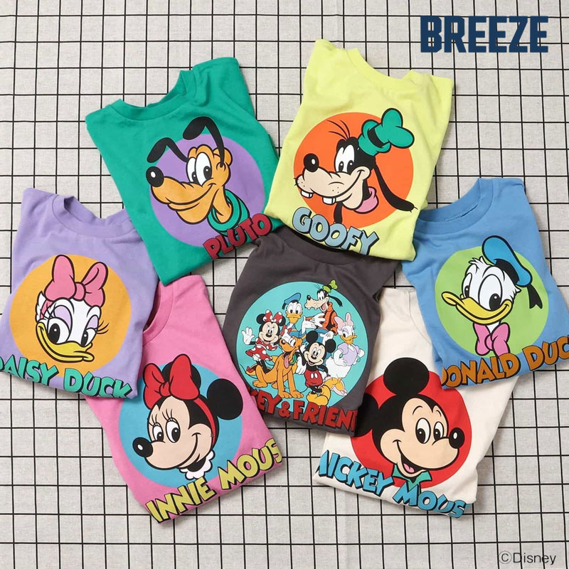 選べる福袋対象商品＜30％OFF＞2025夏【BREEZE/ブリーズ】ディズニーキャラクター_フレンズ Tシャツ≪90cm 100cm 110cm 120cm 130cm 140cm≫男の子 女の子 BREEZE ブリーズ 子供服 キッズ ベビー 半袖 トップス おしゃれ Disney 夏服 夏物 エフオー FO画像