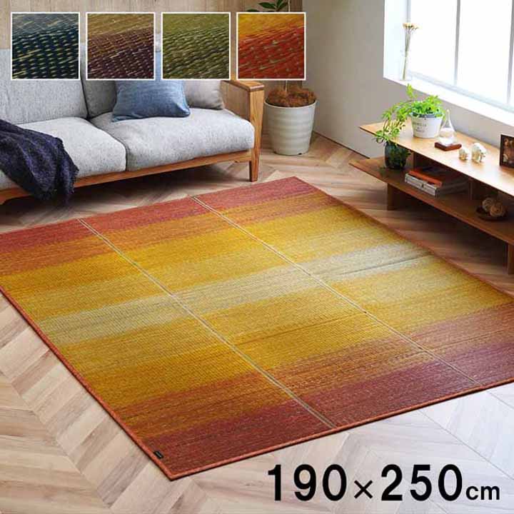 い草 ラグ 約190×250cm 小林製薬 コラボ 持続性抗菌剤 KOBA-GUARD 制菌 抗菌防臭 滑り止め 不織布 夏 グラデーション NCXクリア|Interior-MIFUJI