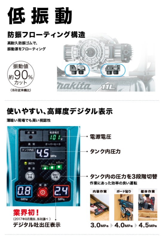 マキタ エアコンプレッサー ＜ AC462XGH 高圧カプラ4個 ＞ ブルー DIY