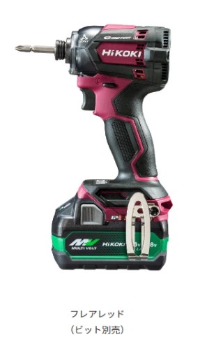 HiKOKI ハイコーキ　 コードレスインパクトドライバ　＜WH18DC(2XPRZ)＞ バッテリー・充電器・ケース付き　フレアレッド　 WH18DCNN 18V｜三河機工 カイノス 店