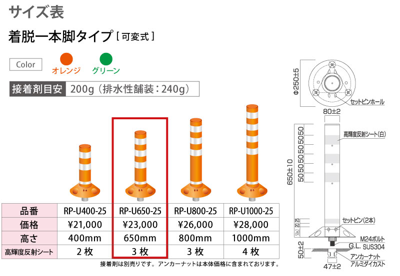 最旬ダウン ポストフレックス-スリムベースタイプ 高さ650mm ベース幅14cm 1本 視線誘導標 PF-S650 ※アンカー 接着剤は別売※  ソフトコーン,コーンポール,ポールコーン,ポストコーン,ラバーポール,ガードポール,オレンジ,緑,グリーン,茶,ブラウン 保安道路企画 ...