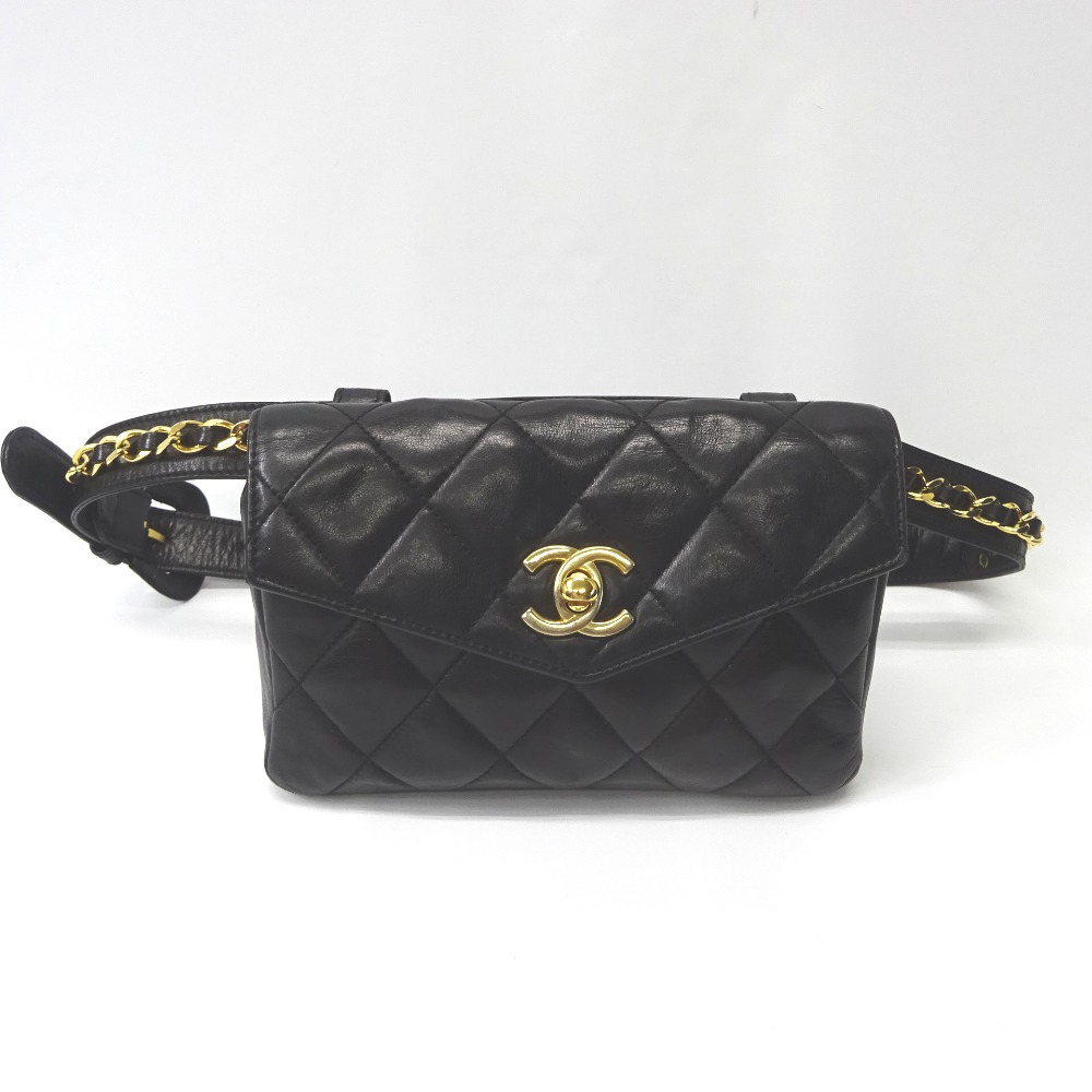 【楽天市場】シャネル ウエストバッグ マトラッセ ラムスキン ゴールド金具 ウエストポーチ 黒【質みなみ・二又瀬店】【質屋】 CHANEL