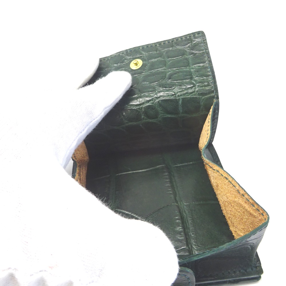 イルビゾンテ　二つ折り財布　クロコ型押し　IL　BISONTE　グリーン　短財布　Ft1095331