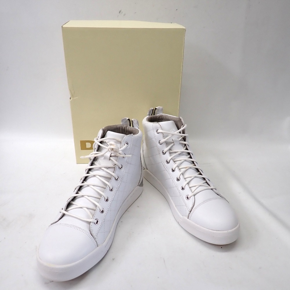 ディーゼル　サイドジップ　29cm ファスナー ハイカット スニーカー　ホワイト サイドジップ スニーカー メンズ 合皮スニーカー ちょいワル