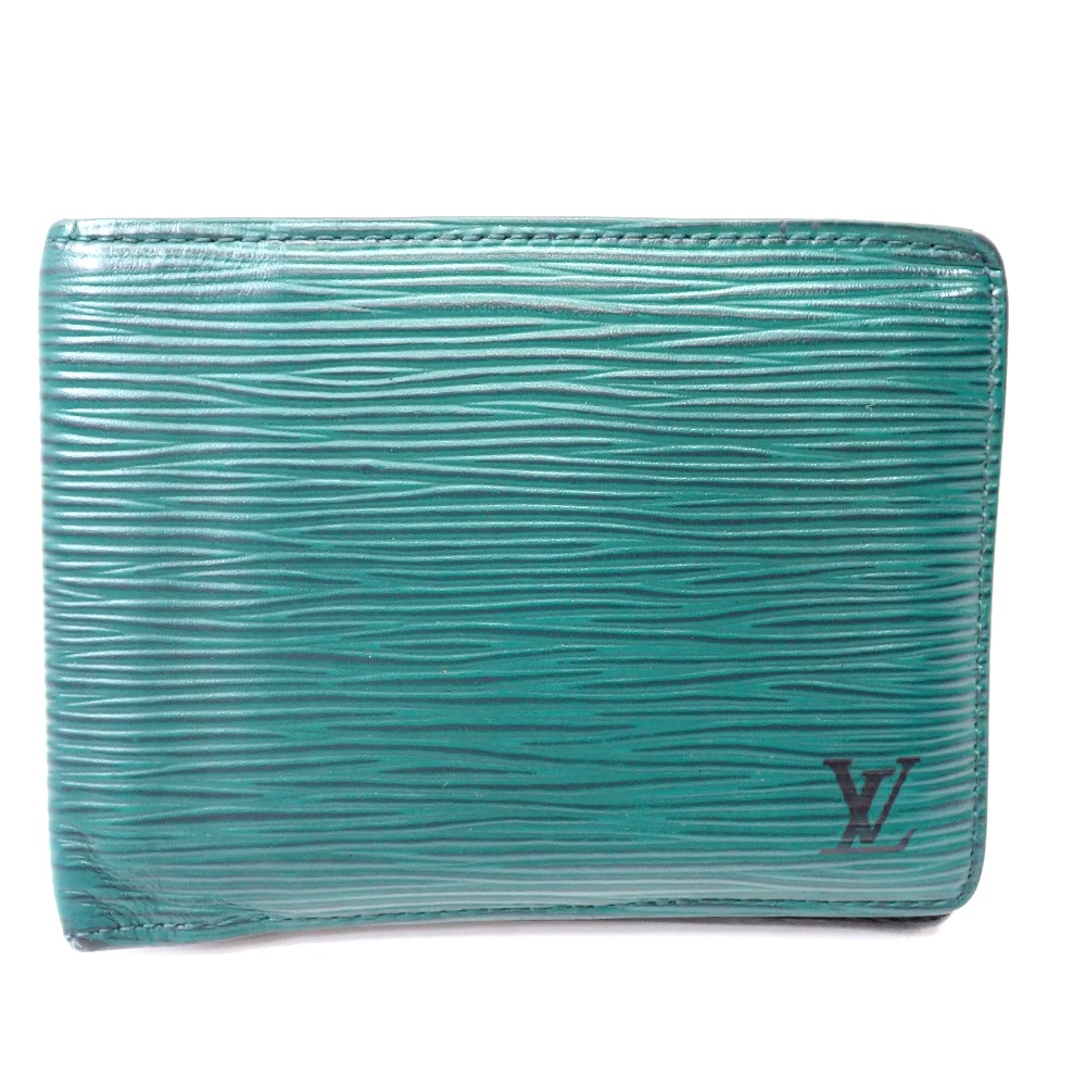 ルイヴィトン エピ ポルトビエン コンパクト 二つ折り財布 グリーン LVロゴ LOUIS VUITTON ルイ ヴィトン メンズ 二つ折り財布 エピ ポルト