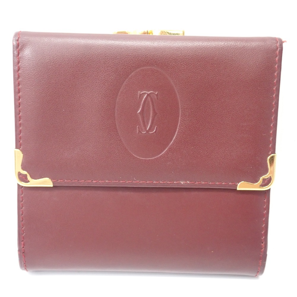 カルティエ【最高級美品 ギャランティカード】マストライン 三つ折り がま口財布 カルティエ【ギャランティカードあり最高級美品】マストライン三