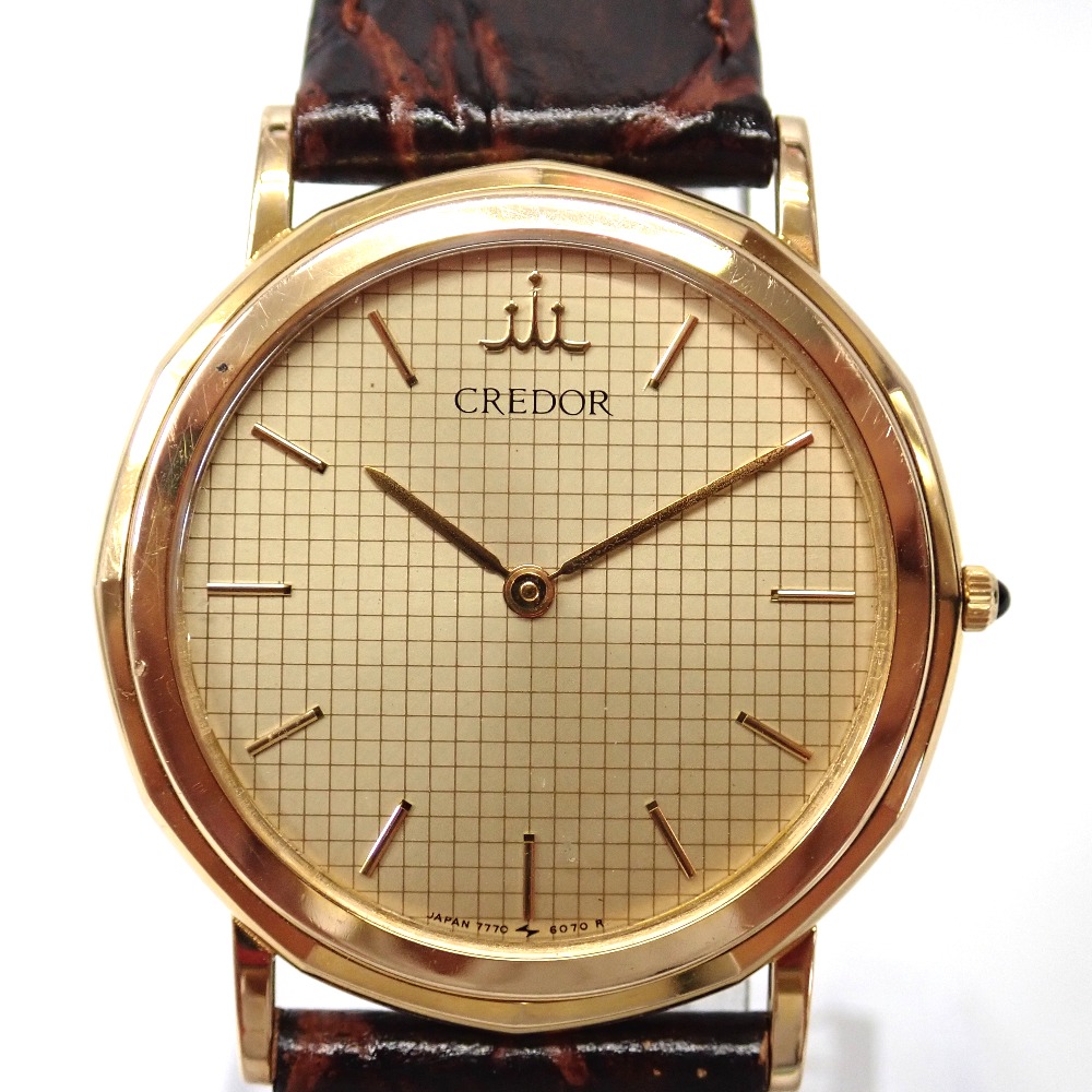 SEIKO セイコー 腕時計 稼働 ゴールド クォーツ 新品ベルト/クレドール 稼働 美品 SEIKO セイコー クレドール 14KT クォーツ腕時計