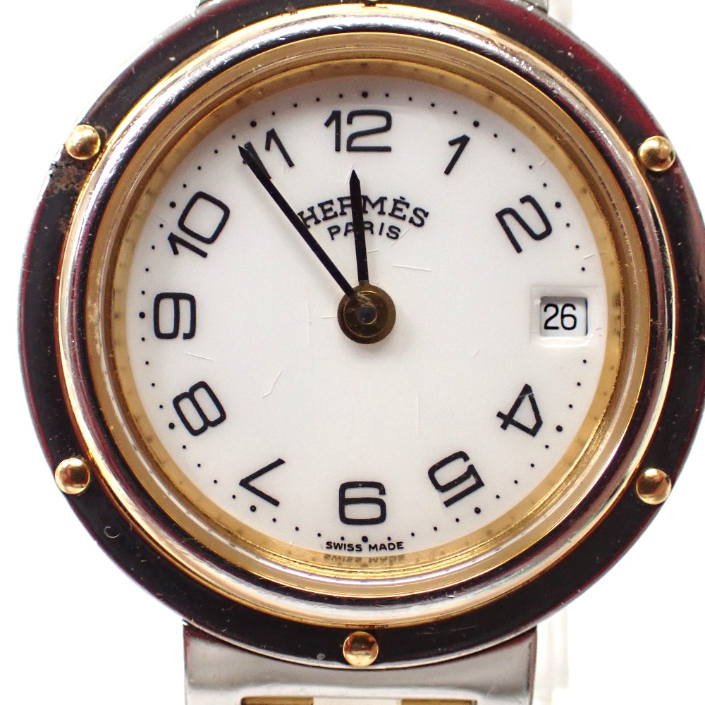 専用　　HERMES グリザード　時計 楽天市場】HERMES エルメス グリザード シルバー文字盤 SS 革ベルト