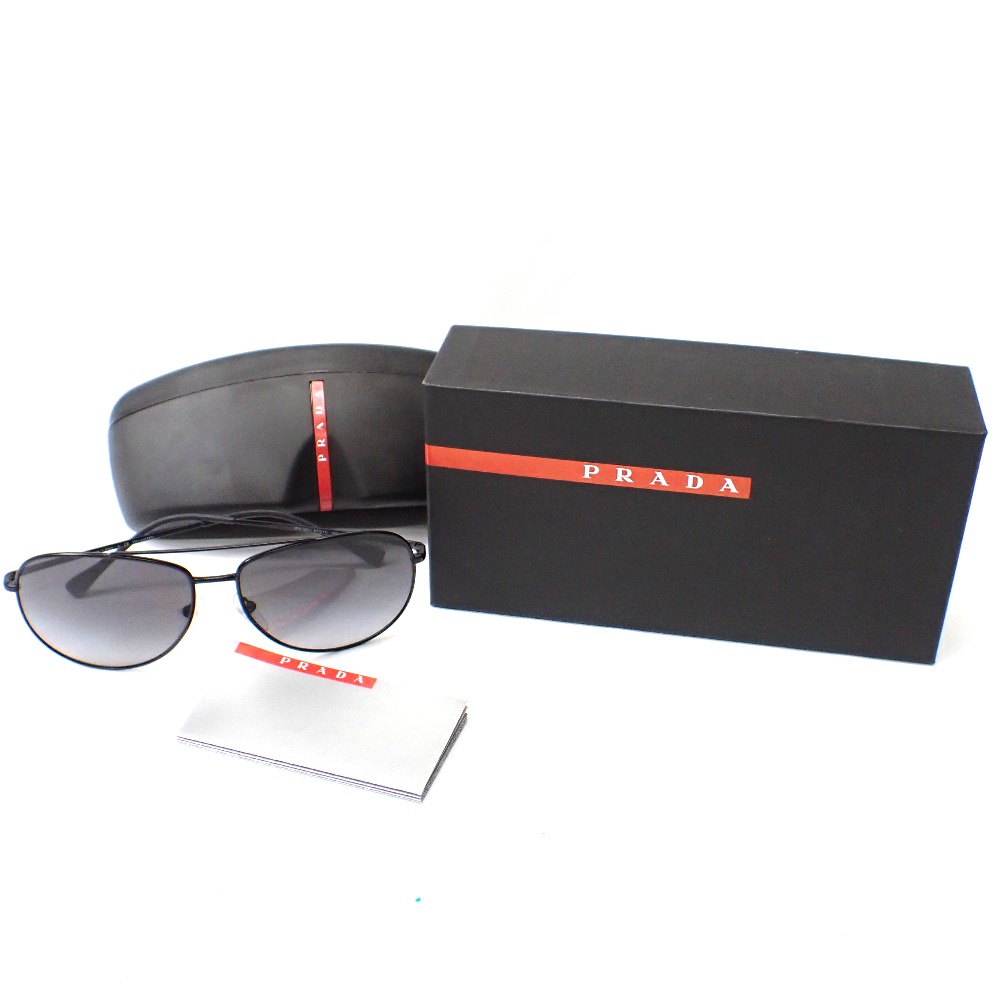 良品★プラダ　ＰＲＡＤＡ　サングラス　ケース付き　ＳＰＲ01Ｈ　黒　メンズ　レディース　黒　ゴールド PRADA プラダ メタルサングラス SPR01H サングラス