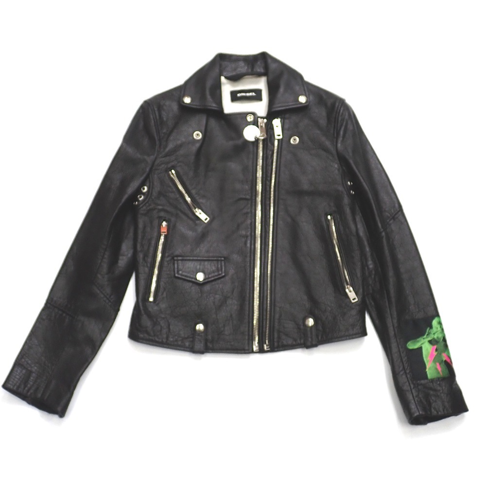 ディーゼル ライダースジャケット 牛革 カウハイドレザー L-AIMEE 黒 XS【質みなみ・二又瀬店】【質屋】 DIESEL 【中古】 Ft635201