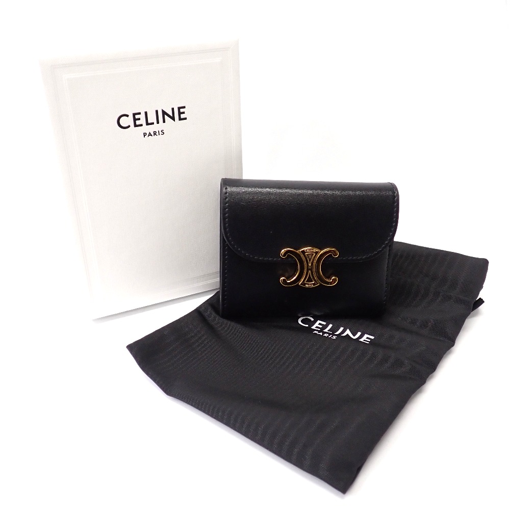 楽天市場】セリーヌ CELINE 三つ折り財布 トリオンフ レザー ブラック