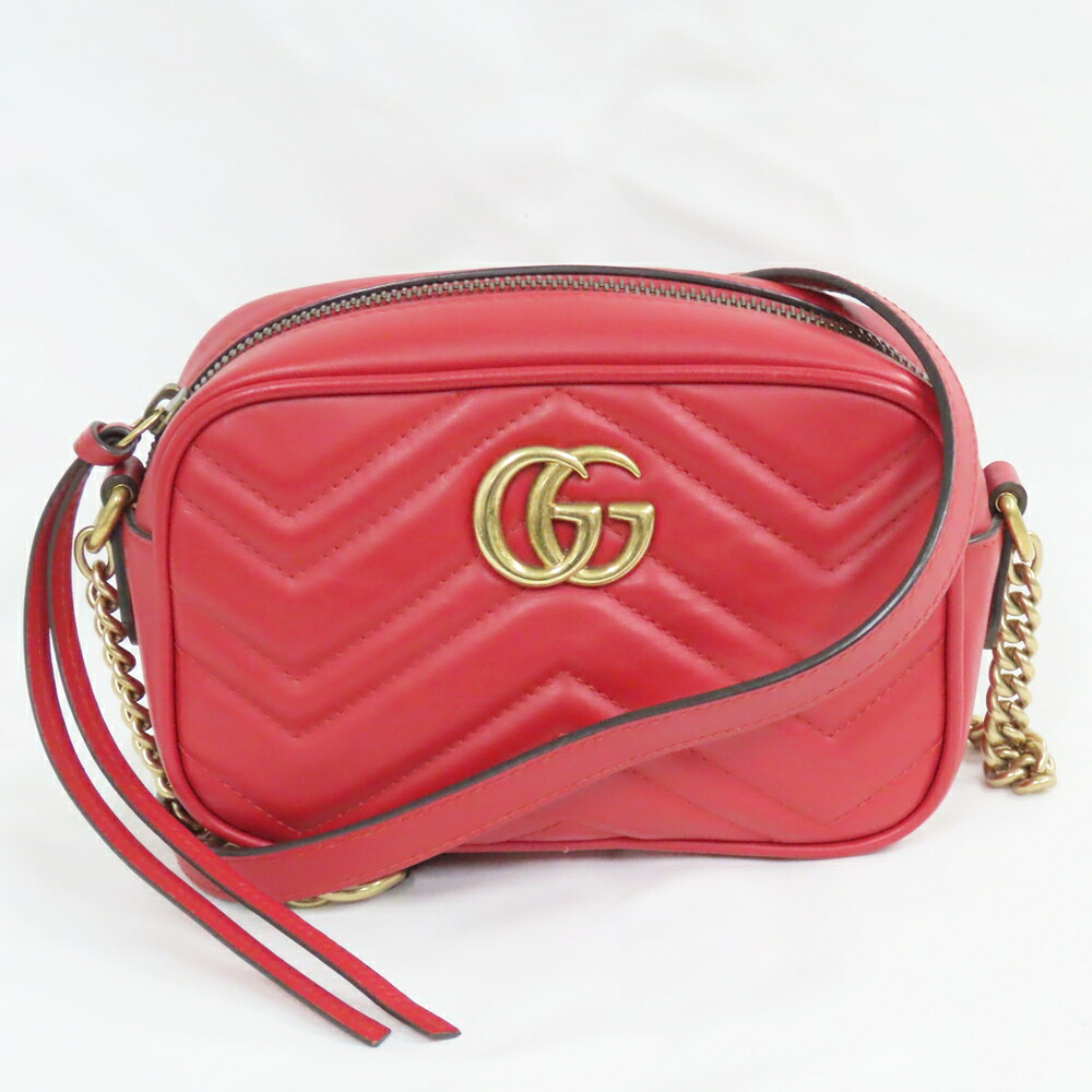 グッチ なめし革 ショルダーバッグ GGマーモント ミニ 写真機御徒面子 443065 レディース GUCCI 美品【質みなみ・高砂店】【一六銀行】 GUCCI 【中古】 Ts806281