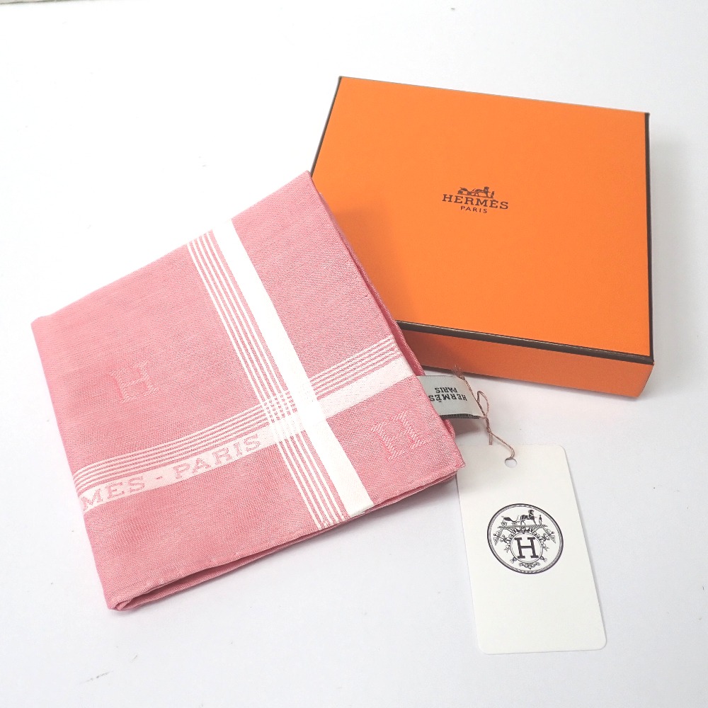 エルメス 汗手拭い H柄 サクラ色系【質みなみ・二又瀬店】【一六銀行】 HERMES【中古】【新古品・未当て嵌める】 Ft1333421