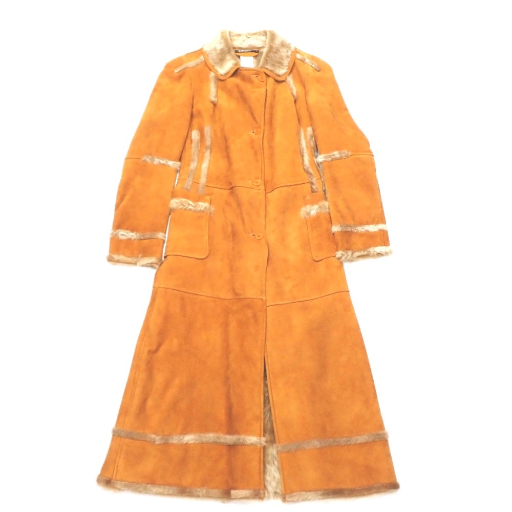ダナキャラン DKNY ロング厚地の外套 ムートンコート 羊革 駱駝系 #2 レディース【質みなみ・長尾店】【一六銀行】 Donna Karan 【中古】 NA22371