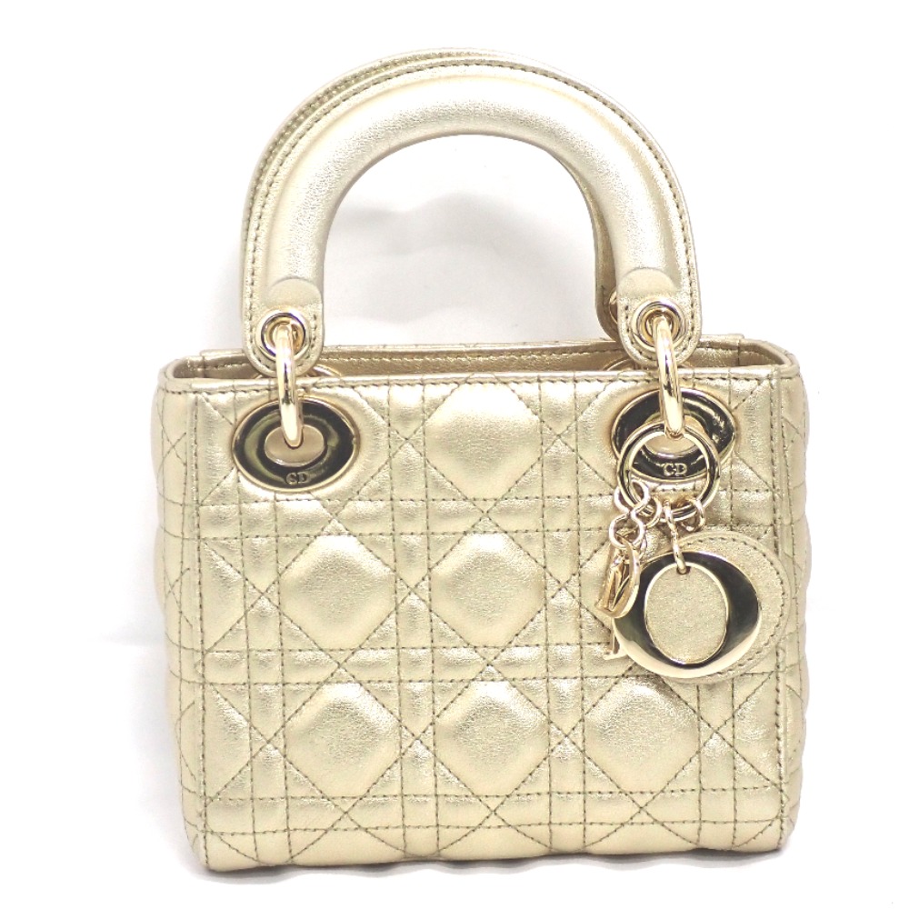 ディオール 2WY ハンドバック レディディオール ミニ LADY DIOR MINI ゴールド レディース【質みなみ・長尾店】【一六銀行】 Christian Dior 【中古】 NA15361