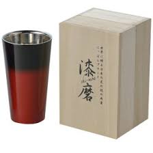 2重構造ストレートカップ（1客）（赤彩）（桐箱入り）