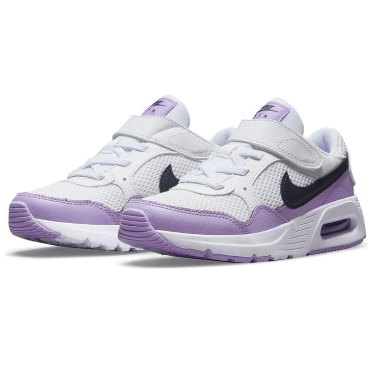 楽天市場 ナイキ エアマックス Sc 軽量 ランニングシューズ ジュニア キッズ Cz5356 107 Nike Air Max Sc Psv ローカット 運動靴 厚底 マラソン スニーカー かわいい 速い パープル ホワイト 白 男の子 女の子 運動会 白 黒 普段履き 運動 通学 17cm