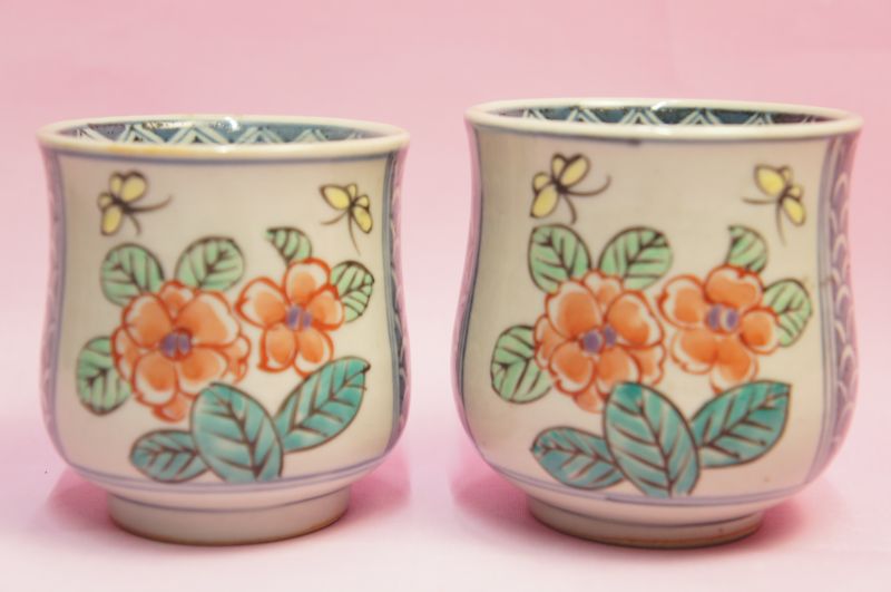 楽天市場】六代 佐藤走波 染錦草花文 湯呑5客揃 : 食器のみつはた