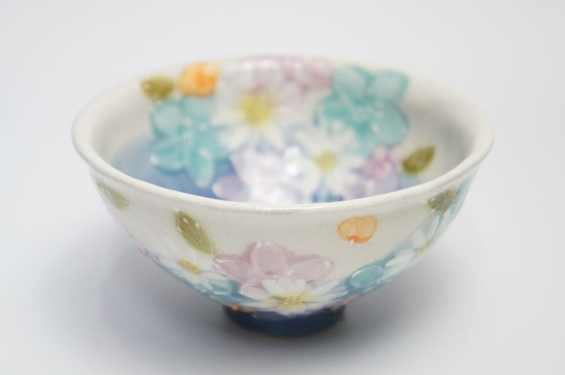 ゆずりは 青彩花かざり付ける 飯碗\u003cBR\u003e