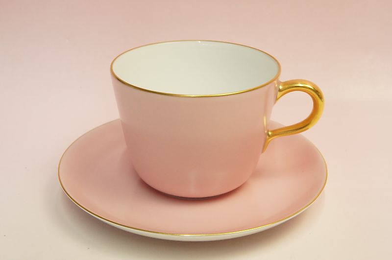 大倉陶園 モーニング碗皿（ピンク蒔き） 食器のみつはた