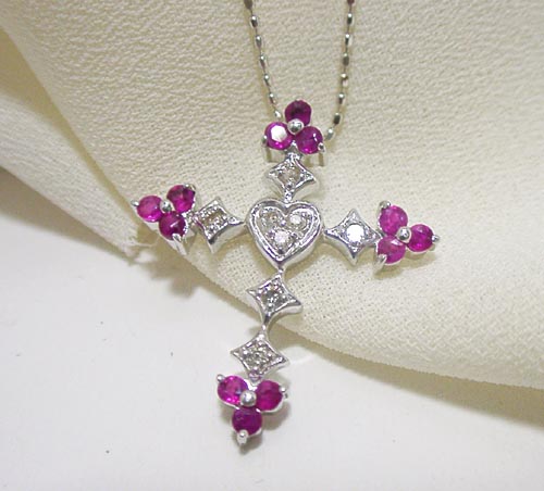 楽天市場】K18WGルビー/ダイヤ ペンダント ネックレス 【誕生石7月