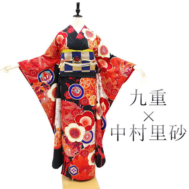 楽天市場】【新品】 振袖 着物 紅型風 赤 白 黒 牡丹 桜 菊 松 竹 流水 