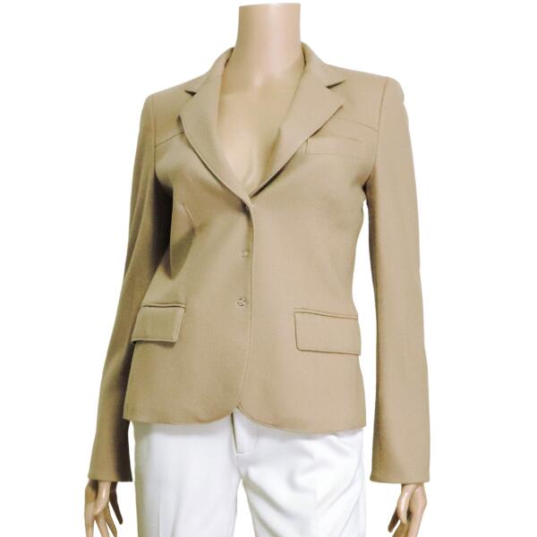 美品【中古】ボディードレッシングデラックス BODY DRESSING DX テーラードジャケット ウールジャケット ジャケット レディース 表記 9号 M 38号 相当 ベージュ 毛 ウール シンプル 無地 ふっくら 暖か オフィス 秋 冬 秋冬 アウター 30代 40代 50代
