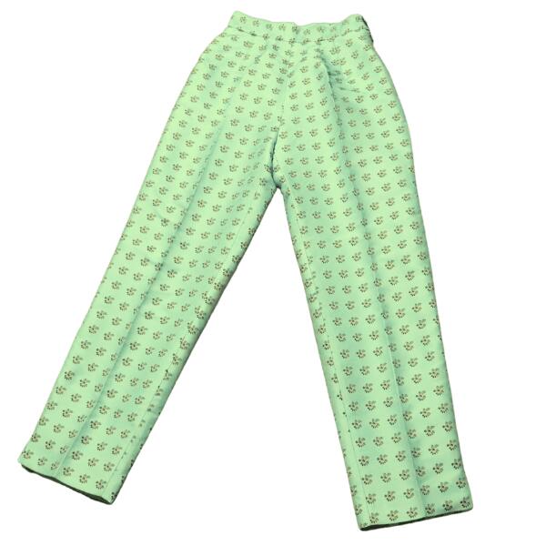 美品【中古】タラジャーモン TARA JARMON ロングパンツ パンツ レディース フランス製 小さい 5号 XS 相当 ミントグリーン 花柄 お花 艶感 ロング丈 10分丈 軽やか 高級 お洒落 おしゃれ 可愛い かわいい 爽やか 上品 大人 女性 春夏 春 夏 ボトムス 40代 50代 60代