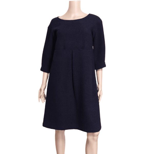 ローラアシュレイ ベロア襟付き Aライン ロングワンピース 上品 紺 日本製 ローラアシュレイ ベロア襟付き Aライン ロングワンピース 上品 紺 日本製