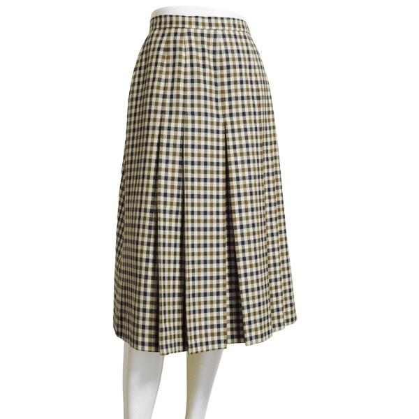美品【中古】アクアスキュータム Aquascutum プリーツスカート ひざ丈スカート スカート レディース 9号 M 38号 相当 ベージュ 毛 ウール チェック柄 プリーツ 膝丈 ひざ丈 クラシカル おしゃれ かわいい 大人 女性 お出掛け 春秋 春 秋 ボトムス 30代 40代 50代｜フルフルマーケット