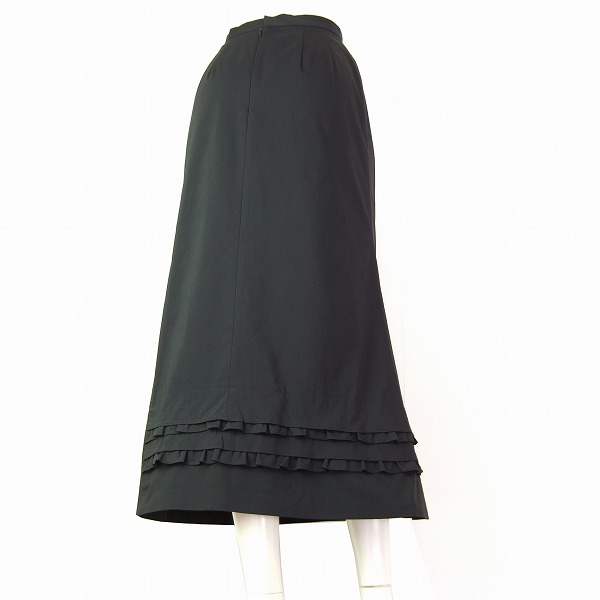 美品【中古】レリアン Leilian 黒 ブラック 最上級銀タグ 後ろフリル 上品ロングスカート 9号 春夏 レディース ボトムス｜フルフルマーケット
