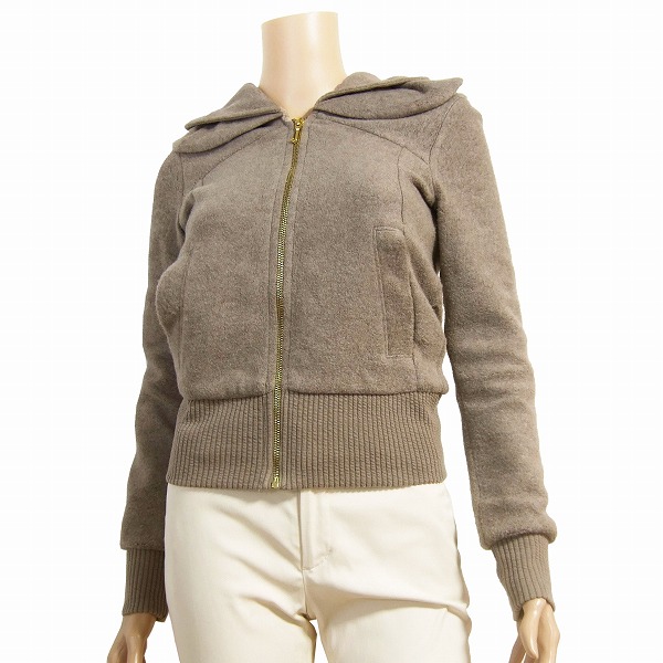 美品【中古】ジューシークチュール JUICY COUTURE フードブルゾン/ジャケット 小さいサイズ (7号/Sサイズ相当) グレー 圧縮ウール 秋冬向け レディース アウター