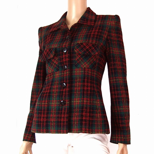 楽天市場 中古 ソニアリキエル Sonia Rykiel ふっくらツイードジャケット 9号 Mサイズ相当 赤チェック フランス製 秋冬向け アウター レディース ブランド古着 フルフルマーケット