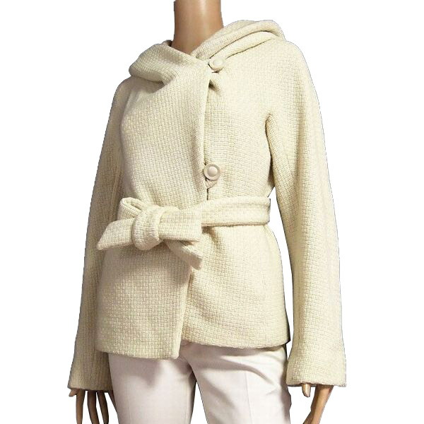 美品【中古】ビーシービージーマックスアズリア BCBG MAXAZRIA 好いたらしい厚地の外套/上衣 XS号(9号/M大きさ好いかげんに) 象牙色 ベージュ 秋冬向け レディース アウター