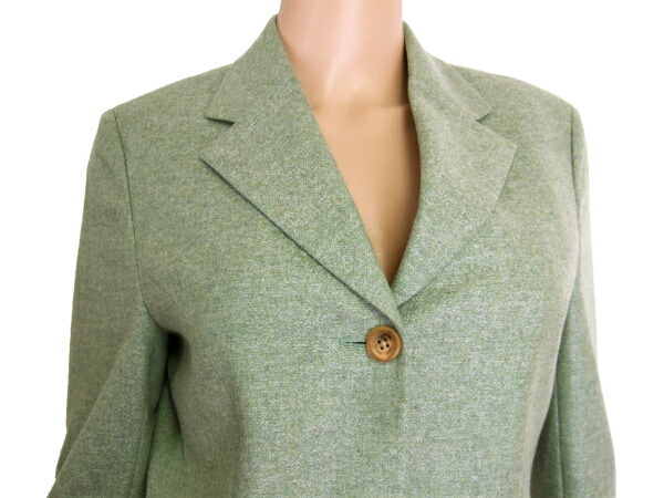 中古 ポールスチュアート Paul Stuart 高級テーラードジャケット 小さいサイズ 7号 S相当 緑 グリーン ウール カシミヤ混 美形スタイル 秋冬向け アウター レディース Visastart Com