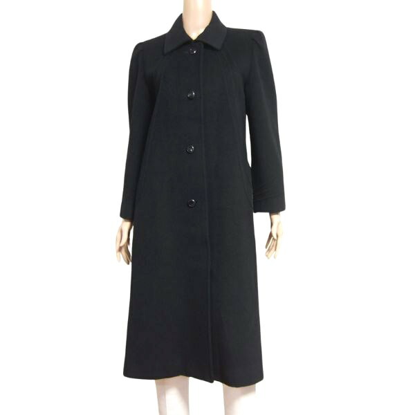 美品【中古】ラピーヌブランシュ LAPINE BLANCHE ロング厚地の外套 羊毛厚地の外套 書きあらわす 9号 M 38号 相当 古着 黒 黒いこと レディース 秋 冬 秋冬 アウター 毛100 カシミール混 羊毛 分かりやすい 通い お出掛け ロング 成年者 成人女性 50代 60代