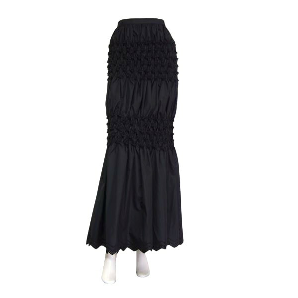 美品【中古】ジュンココシノ JUNKO KOSHINO ロングスカート 表記 9号 M 38号 相当 古着 黒 ブラック レディース 春 夏 春夏 ボトムス 張り感 薄手 立体 おしゃれ お呼ばれ パーティー 日本製 大人 女性 30代 40代 50代