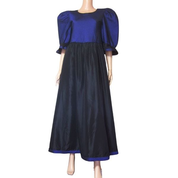 美品【中古】東京ソワール SOIR DE SOIE お召しもの衣装 フォーマルワンピース 書きあらわす 9号 М 38号 相当 古着 青 青色 黒 黒いこと レディース 春 秋 冬 秋冬 ロング マキシ丈 毛混 羊毛 絹混 絹地 5分袖 五分袖 今めかしい 古典的 成年者 お上さん 40代 50代