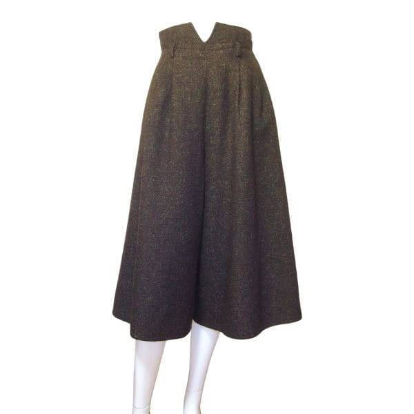 美品【中古】クリスチャンディオール プレタポルテ Christian Dior スカーチョ ガウチョパンツ ツイードパンツ 小さい 小さいサイズ 表記 S 7号 36号 古着 茶 ブラウン レディース 秋 冬 秋冬 ボトムス 毛100 ウール ツイード ミモレ丈 大人 女性 30代 40代 50代