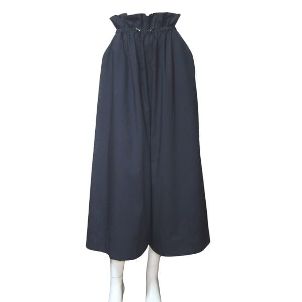 美品【中古】ランバン LANVIN en bleu レリアン ワイドパンツ ガウチョパンツ フレアパンツ 表記 38号 9号 М 相当 古着 濃紺 紺 ネイビー レディース 春 夏 春夏 ボトムス シンプル ウエストゴム 日本製 ロング ドローコード 股上ゆったり 大人 女性 30代 40代 50代