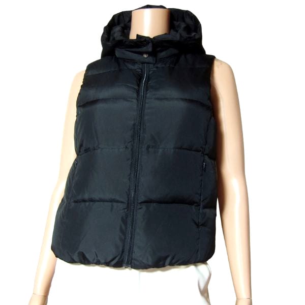 美品【中古】ペイトンプレイス PEYTON PLACE ダウンベスト ダウン80％ 表記 М 9号 38号 相当 古着 黒 ブラック レディース 秋 冬 秋冬 シンプル フード付き 大人 女性 20代 30代 40代