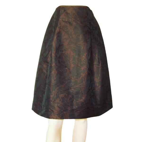 新品同様【中古】ジャンニロジュディチェ GIANNI LO GIUDICE フレアスカート 小さい 小さいサイズ 表記 36号 7号 S 相当 古着 茶 ブラウン レディース 春夏 春 夏 ボトムス ジャガード風地 膝丈 ひざ丈 日本製 大人 女性 20代 30代