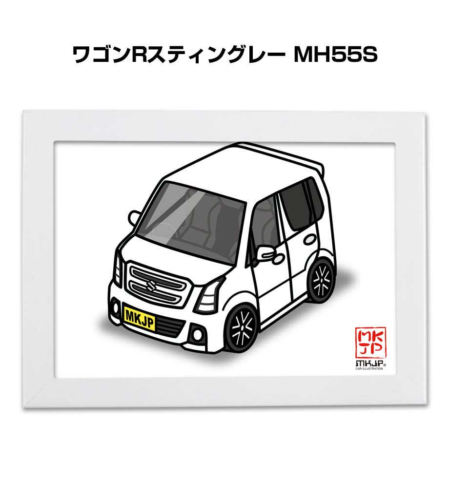 楽天市場 10 28 9 59まで ポイント 還元 イラストa5 フレーム付き プレゼント 車 納車 祝い 男性 彼氏 メンズ 誕生日 クリスマス スズキ ワゴンrスティングレー Mh55s 送料無料 メンテナンスdvdショップ Mkjp