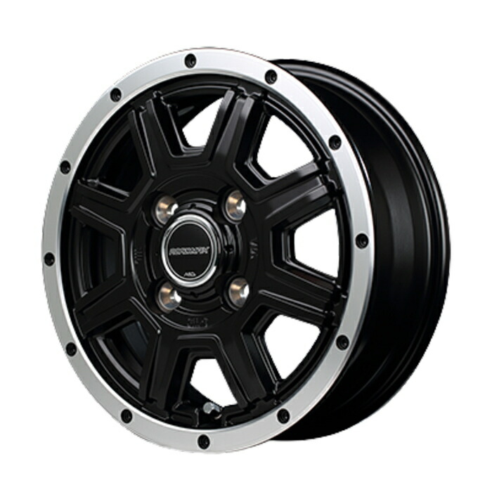 ホイール4本セット 14インチ 4.5J+43 4H-100 ROADMAX WF-8 セミグロスブラック/フランジポリッシュ|タイヤ・ホイール専門店 ミクスト