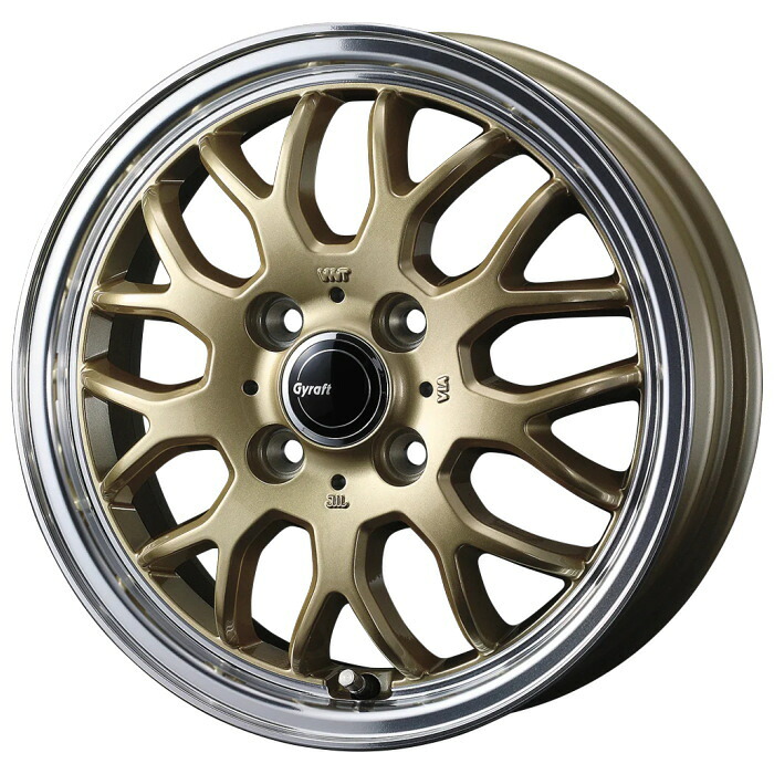 ホイール4本セット 15インチ 4.5J+45 4H-100 GYRAFT 9M GOLD/RIMPOLISH｜タイヤ・ホイール専門店　ミクスト 42,055円