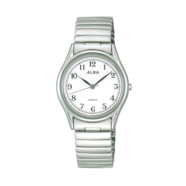 蛇腹バンド じゃばら 伸び縮み 腕時計 メンズ ALBA アルバ 伸縮バンド AQGK439 電池式時計