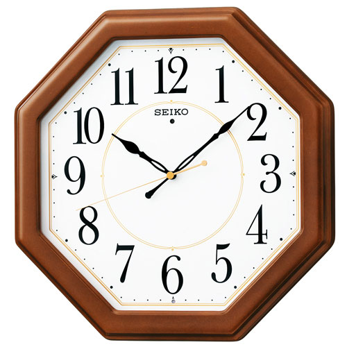 CITIZEN シチズン 木枠 電波 掛け時計 8MY535-006 茶色 プレート