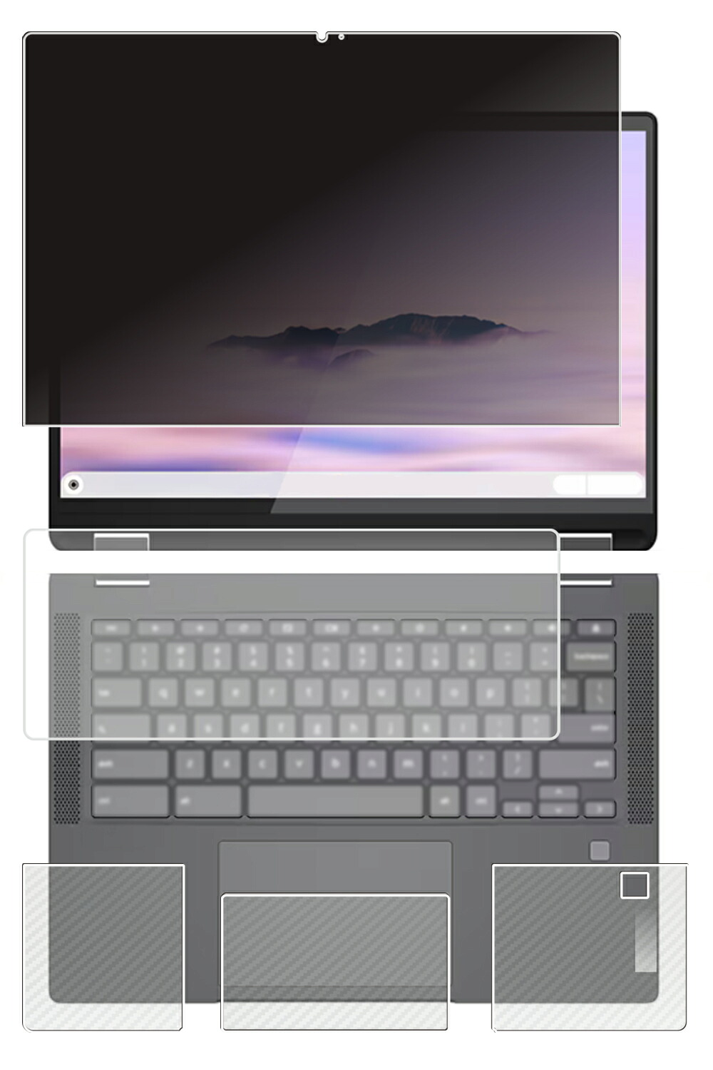 【百貨店SALE 10%OFF】【4点書き割り(画面+パームレスト+触れ合うパッド+鍵盤取りまかなう)】Lenovo IdeaPad Flex 570i Chromebook Plus 14in 2024年真似形 用 [N35] 4way のぞき見押しとどめる 秘め事防御すること 液晶 防御すること 写真フィルム ＋ 炭素調 防御すること写真フィルム ★